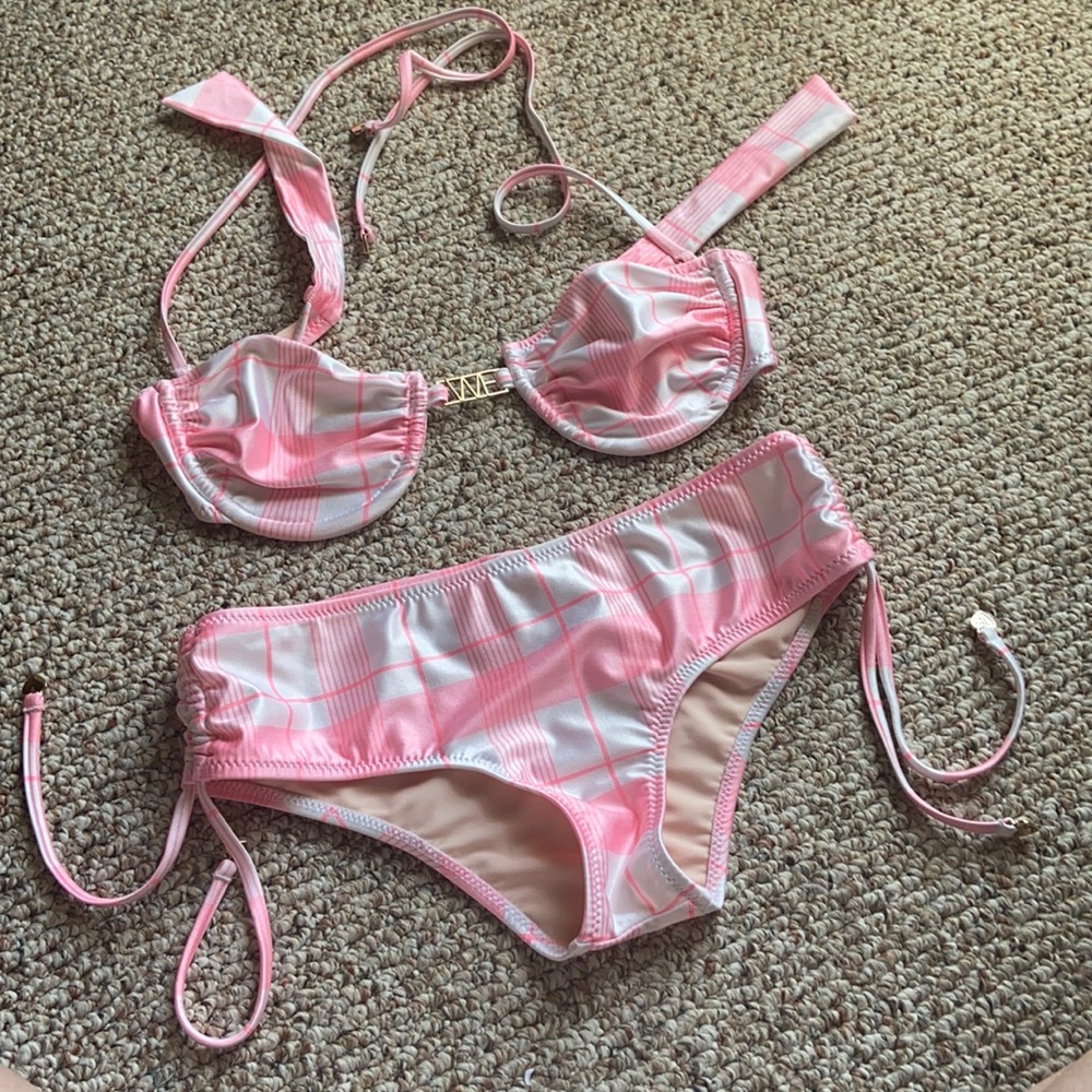 Wildfox Bikini Pink Check Gingham Size Small